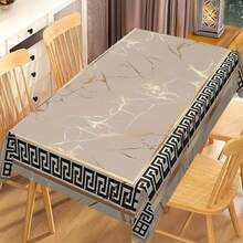 1/20pcs Elegant Grey And Golden Geometric Tablecloth - Wrinkle-Resistant Polyester, Machine-Woven Rectangular Design For Indoor/Outdoor Dining, Parties, And Everyday Decor, Table Decor - Multicolor - View 21
