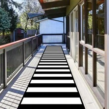 1/2 Set Modern Minimalist Black And White Striped Carpet, Living Room Carpet, Outdoor Carpet, Decorative Carpet, Hallway Carpet, Easy-To-Clean Carpet, Ideal For Bedrooms, Kitchens, And Entryways.