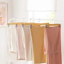 1/5/10 piezas Perchas de madera para pantalones/faldas, perchas de madera maciza para faldas vaqueras con 2 clips ajustables, gancho anti-óxido