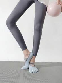 1 Pair Yoga Toe Socks For Women, Five Finger Socks For Indoor Fitness, Dancing, Workout, Non-Slip Grip, Shock Absorbent, Pilates Socks