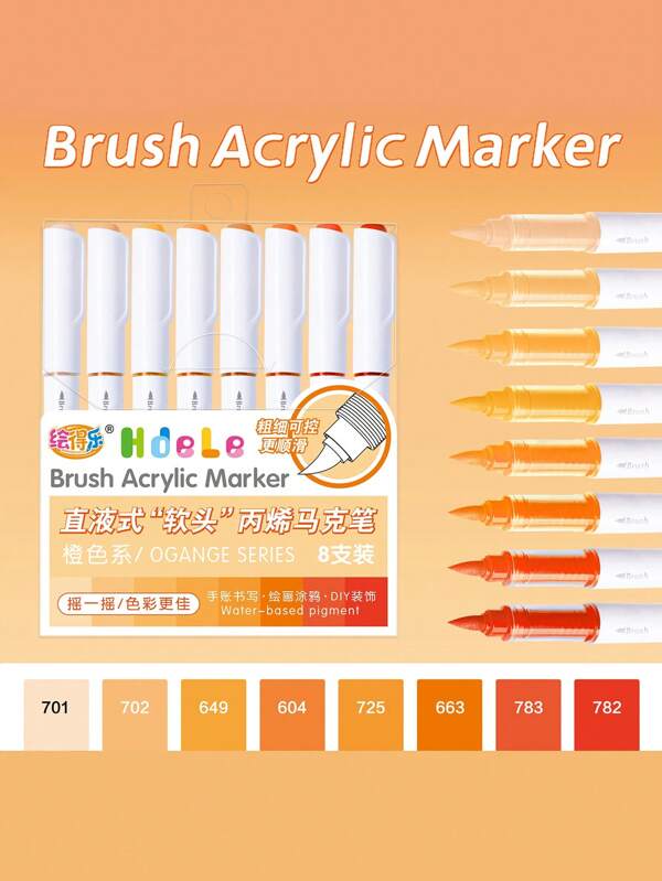 8 Stücke gerade Flüssigacryl Farbstifte - Soft Grip Kunst-Pinsel ohne Druck für Ostern, Halloween, Weihnachten, Neujahr & professionelles Malen - leuchtende Acryltusche auf Papier, Pappe, Leinwand Schulbedarfsartikel in der-Saison (Rot, Grün, Blau, Gelb)