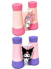 Sanrio Kuromi&My Melody 望远镜玩具带有 DIY 贴纸，4 倍焦距可提供清晰的图像，硅胶眼垫保护。舒适贴合眼睛。高清便携式双筒望远镜，适合儿童玩具。