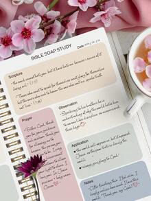 1本圣经学习日志笔记本，52周圣经学习指南，每日祷告日志，教会笔记，信仰礼物，男女皆宜，学校办公用品，教师节礼物，母亲节礼物 - 彩色 - 查看 3