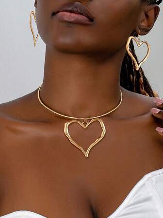 1pc Minimalist Fashionable Elegant New Geometric Shiny Choker Necklace