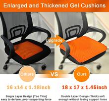 Gel Seat Cushion, Cooling Seat Cushion (Super Large & Thick), Breathable Honeycomb Design Absorbs Pressure Points Seat Cushion, Gel Cushion For Office Chair, Home Car Seat Cushion For Wheelchair - 珊瑚橙 - 查看 2