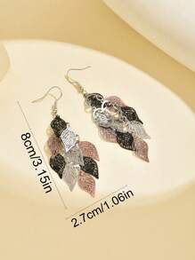 1 Pair Fashionable Korean Vintage Hollow Tree Leaf Tassel Earrings For Women, Daily Wear & Gift