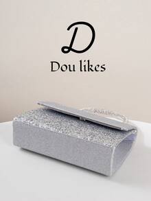 Women's Formal Party Clutch, Fashionable Glitter Silver Handbag, Large Capacity Wallet, Decorated With Luxury Metal Hardware, Sequin Patchwork Design, Perfect For Weddings, Parties, Celebrations, Galas, Birthday Gifts, Valentine's Day Gifts, Balls And Formal Events