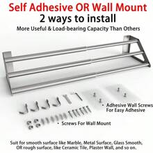 13. 5-24 Inch Adjustable Towel Rack With Adhesive Wall Screws For Bathroom,  Wall Mount Towel Bar Holder,  Bath Towel Sh Hanger With Movable Hooks,  3-Tiers Ladder Towel Rails,  SUS 304 Stainless Steel