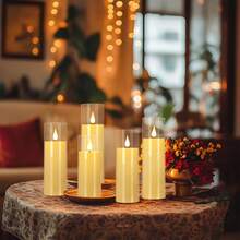 24 Acrylic Transparent Flameless LED Candle Lights, 3 Sizes, 10 Key Remote Control And 24-Hour Timer, Battery Powered, Adjustable Brightness, Perfect For Making Wishes, Wedding Tables, Room Decoration, Halloween, Easter, Father's Day - Ngà voi - Xem 9