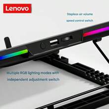 Lenovo Laptopständer ZJA9 10-Kern-Lüfter mit mehreren einstellbaren Gängen Cooles Aussehen Leistungsstarke Kompatibilität Geräuscharmes Design Dreieckstabiler RGB-Schalter Schwarz