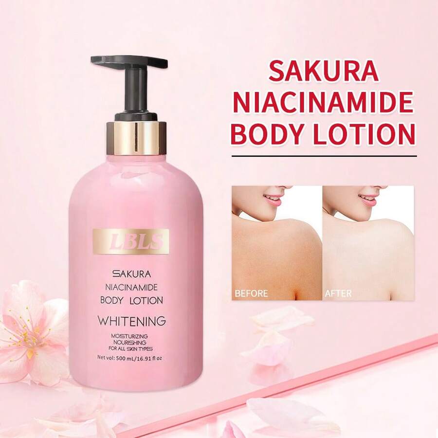 Cherry Sakura 烟酰胺身体乳液霜，美白保湿滋养身体个人护理适合所有皮肤类型 16.91 液体盎司 - 櫻花 - 查看 1