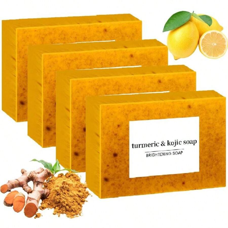 Viareline Turmeric & Kojic Acid Brightening Soap, Kojic Acid Soap, Soap Body Care Body Wash Lemon Flawless