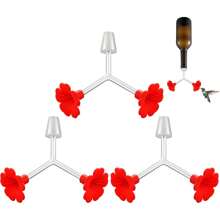 3 Packs Floral Hummingbird Feeder Tubes And Stoppers, Red Double Head Hummingbird Feeding Ports, Water Feeding Replacement Parts Wine Bottle Plug For Outdoor