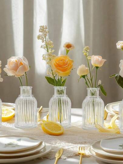 1Set Vintage Mini Flower Vase, Various s, Small Bud Vase Centerpieces,Clear Pot Carving Perfect Rustic Wedding, Gathering Tafel ation,Home ,Flower Vase,Centerpiece,Table Moderne Bohemian Room Glass view 4