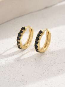 1 Paar modische 12 mm Creolen, minimalistisch, mehrfarbig, leichtgewichtig, Schmuck mit goldfarbenen Zirkonia - Alltagsschmuck für Frauen