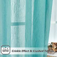 New  Crushed Voile Sheer Curtains For Living Room Rod Pocket Window Treatment Crinkle Sheer Curtains(2 Panels, 51" X 63", Teal) - 藍綠色 51 寬 x 63 長(2 包) - 查看 3