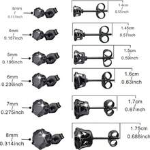 6 对/套防过敏不锈钢宝石耳环耳钉套装，适合女士、男士和女士，适合日常节日、度假和情人节佩戴，3 毫米 4 毫米 5 毫米 6 毫米 7 毫米 8 毫米 - Stud earring set - 查看 8