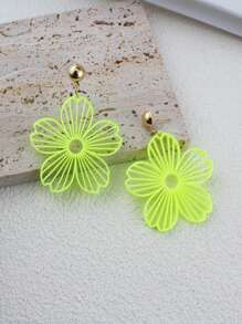 Pendientes con flor hueca de color amarillo fluorescente para mujer, accesorio de vestido de playa de verano que brilla en la oscuridad, pendientes con colgante de estilo casual de calle