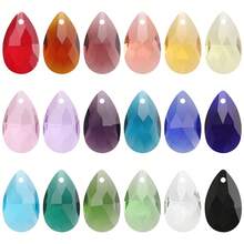 30pcs/120pcs 8*13mm Crystal Glass Smooth Flat Teardrop Pendant Beads, 20pcs/Pack 13*22mm Net Teardrop Colorful Small Pendant, DIY Jewelry Accessories For Earrings, Necklaces, Car Decor, Floral Weaving