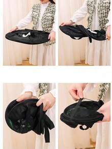 Black Drying Net, Home Folding Hanging Dryer For Vegetables, Fish, Dried Food, Layered Food Drying Rack - Black - View 7