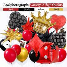 165 Pcs Casino Balloon Arch Garland Kit, Red Black Gold Balloons With Star Crown Dice Playing Card Foil Balloons, Suitable For Birthday Casino Night Las Vegas Casino Theme Party Decoration