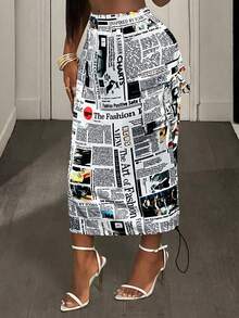 时尚新款创意数码印花街头休闲别致宽松女式半裙