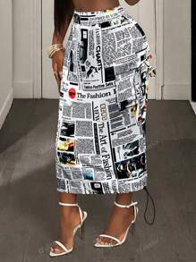 Nuova gonna corta alla moda e chic, stile casual da strada, con stampa digitale creativa, ampia e comoda, per donne