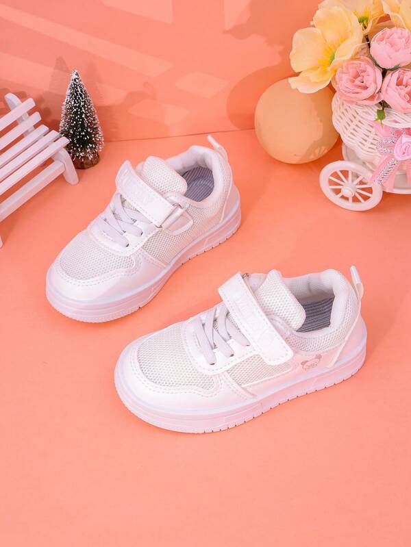 Kids/Children Lace-Up White Sneakers, Casual Flat Sport Shoes, Skid-Proof For Girls Boys, Suitable For Students