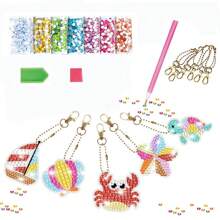 5 pezzi Dipinto con diamanti 5D Fai da te Portachiavi con gemme Unicorno Sirena Lavoretti Bambini 8-12 Anni Riempimento Ceste di Pasqua