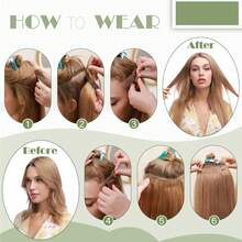 8-24in Natural 100% Remy Human Hair Extensions One Piece Clip In Weft Half Full Head 5CLIPS Seamless Easy To Install Black Brown Blonde Highlight - #24 Natural Blonde - View 12