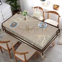 1/20pcs Elegant Grey And Golden Geometric Tablecloth - Wrinkle-Resistant Polyester, Machine-Woven Rectangular Design For Indoor/Outdoor Dining, Parties, And Everyday Decor, Table Decor - Multicolor - View 8