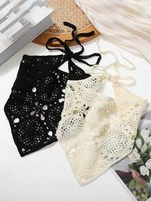 1 Stück Damen Bandana gehäkelter Kopftuch Blumen Dreieck Kopftuch, atmungsaktiv vielseitig Retro Gänseblümchen Haarband für Damen Mode Haaraccessoires Boho Haarband Herbst Winter Stirnbänder für Damen für Urlaubsoutfits Frau - Verschiedenfarbig - Übersicht 11