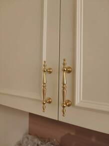 1pc French Luxurious Small Cabinet Door Handle, Gold Color Drawer Pulls, Retro Wardrobe Cupboard Door Handles
