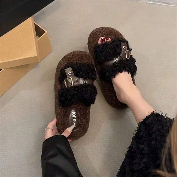 Samt-Baumwollschuhe für Herbst und Winter – warme Damenschuhe für den Innenbereich – Damen-Samthausschuhe