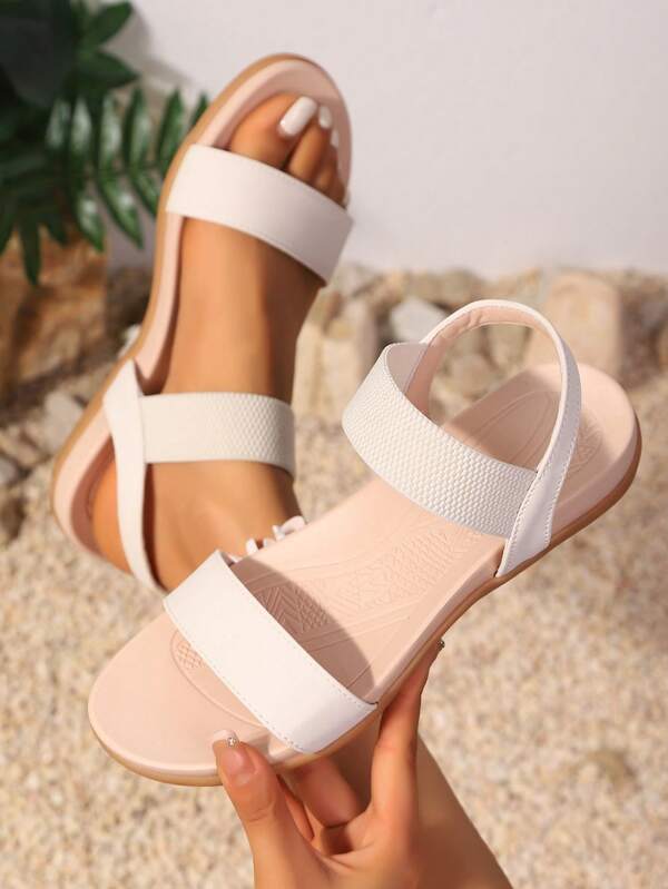 Damen Mode Sandalen mit dicker Sohle, weicher Mittelsohle, rutschfestem Riemen und elastischem Band, Outdoor Lässig Sport Sandalen