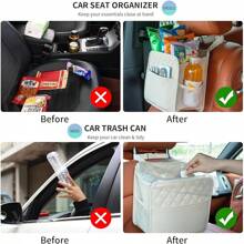 Car Seat Back Hanging Bag Car Document Holder Multi-Pocket Bottle Bag Storage Box Organizer Travel Tidy Pouch Pocket Kids Beige