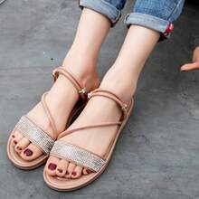 2 Pzas Sandalias en color negro y nude, sandalia estilo romana con brillos para dama, sandalias resistentes y de buena calidad, Sandalias antiderrapante - Multicolor - Ver 4