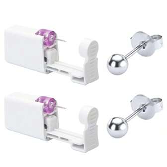 2 stuks wegwerp oorpiercingpistool met ingebouwde oorknopjes - zelfpiercinggereedschapset