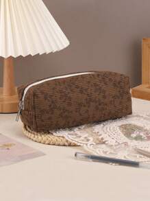 1pc Floral Pencil Case, Vintage Floral Large-Capacity Zippered Pencil Case Is Portable Cosmetic Bag, School Supplies Kawaii Stationery Desktop Storage Bag,Creative Gift For Thanksgiving, Christmas, Birthday Halloween Decoration Back To School,Pencil Pouch,School Bag