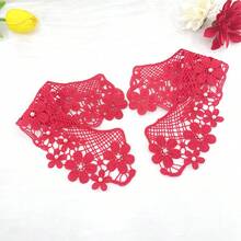 1 件白色叶子图案蕾丝领，镂空蕾丝可拆卸假领，牛奶丝花边饰边，适用于女士服装配饰