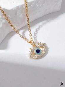 1件立方氧化锆花叶心形蛇形吊坠项链，黄金首饰，伴娘礼物，送给她的礼物