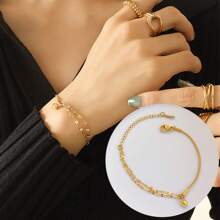 1 Stück Damen Armband aus doppelschichtigem Edelstahl, 18 Karat Goldanhänger mit Lippen- und Schlangenknochenform als Geschenkschmuck