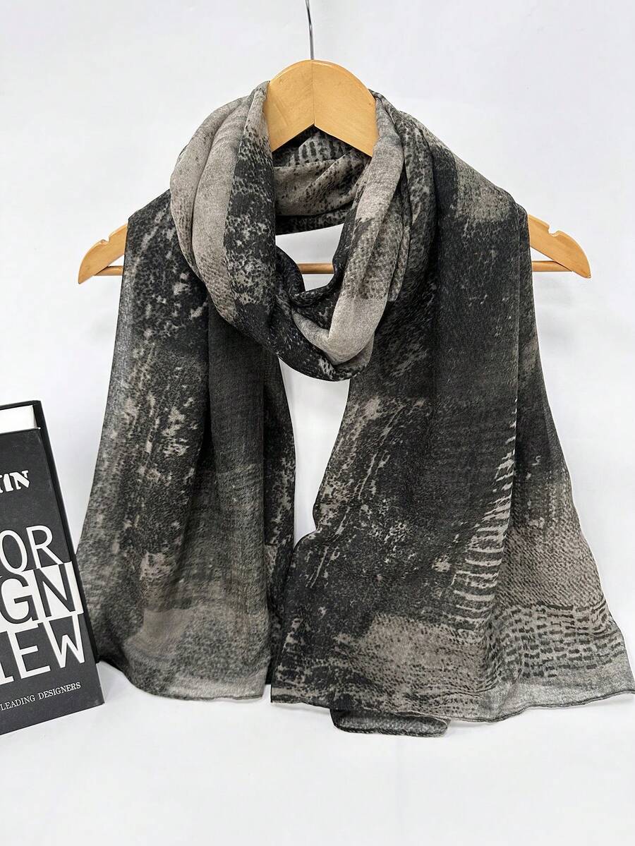 1件装女士时尚扎染围巾、披肩和头巾 - 黑色 - 查看 1