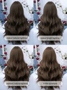 alicegarden 1 片人造耐热卷发，自然波浪分缝假发，棕色 28 英寸，日常自然使用顺滑逼真假发 - 棕色 - 查看 7
