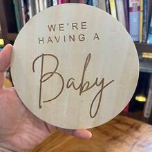 1 pieza Letrero de madera para anuncio de embarazo de bebé, placa de madera para anuncio de recién nacido, regalo para mamá embarazada, apropiado para nuevos padres y baby shower - color madera - Ver 3