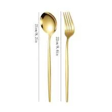 4/8/6/12pcs Gold Stainless Steel Spoons & Forks, Suitable For Home, Hotel, Picnic, Dishwasher Friendly,School Supplies