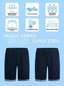 A Pair Of Men's Mesh Breathable And Comfortable Sports Shorts, Suitable For Basketball, Casual Wear, Football, Tennis, And Various Sports - Màu xanh hải quân - Xem 3