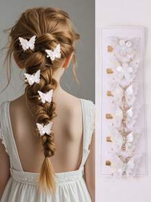 5pcs/15pcs Set Glitter Butterfly Hair Clips For Girls