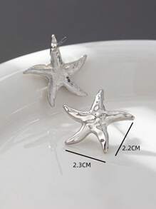 1 par de pendientes minimalistas elegantes y de moda con forma de estrella de mar