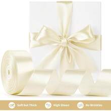 New 1-1/2 Inch Wide Ivory Satin Ribbon, 50 Yards Solid Polyter Fabric Ribbon For Ros Making, Gift Wring, Uation, Wedding Drations, Crafts, Bows - Ivory - View 3